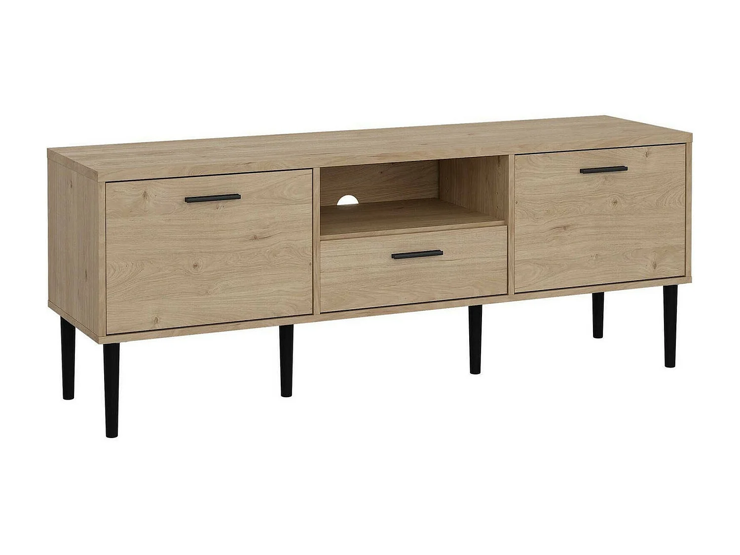 Dtoc TV-meubel, Woonkamerdressoir, Lage TV-kast, Voorzien van onderbouw, 147x40 h57 cm, Eiken