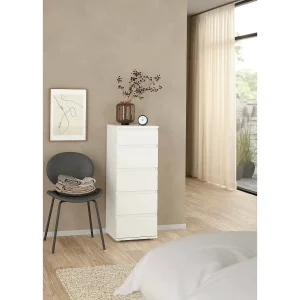 Driber ladekast, Multifunctionele ladekast, Slaapkamerdressoir, Kast met lades, 40×40 h107 cm, Wit