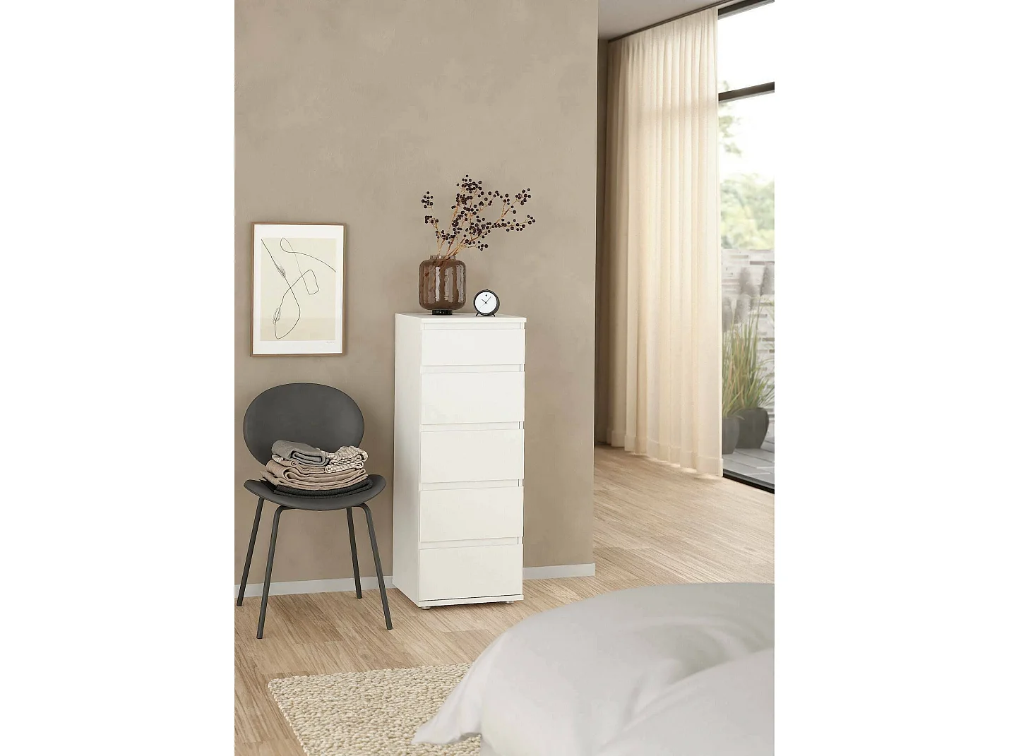 Driber ladekast, Multifunctionele ladekast, Slaapkamerdressoir, Kast met lades, 40x40 h107 cm, Wit