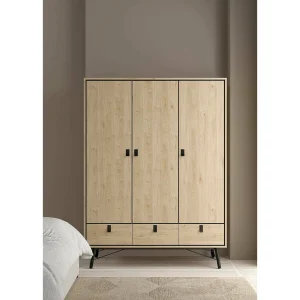 Dsalvion 3-deurskast, Slaapkamermeubel, Inloopkast, Kledingkast, 150×60 h200 cm, Eiken Dsalvion 3-deurskast, Slaapkamermeubel, Inloopkast, Kledingkast, 150×60 h200 cm, Eiken