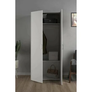 Dsec 2-deurskast, Slaapkamermeubel, Inloopkast, Kledingkast, 78×50 h175 cm, Wit