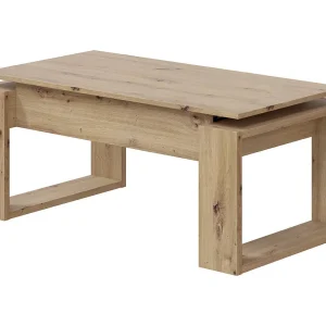 Dmora Salontafel Flint 45x105x55h cm Bruin Eiken Knoesten Met Opslag, Melamine Randen, ABS Poten, 1 Vak, Rechthoekig