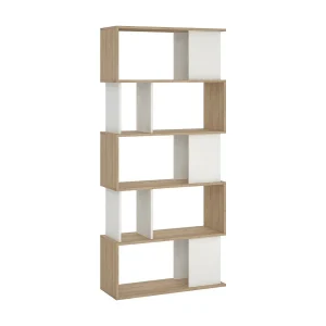 Dscamacc boekenkast, Kantoorplank, Boekenkast, Bibliotheek, 80×30 h174 cm, Eiken en Wit Dscamacc boekenkast, Kantoorplank, Boekenkast, Bibliotheek, 80×30 h174 cm, Eiken en Wit