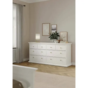 Drinaud ladekast, Multifunctionele ladekast, Slaapkamer ladekast, Kast met lades, 183×49 h87 cm, Wit Drinaud ladekast, Multifunctionele ladekast, Slaapkamer ladekast, Kast met lades, 183×49 h87 cm, Wit