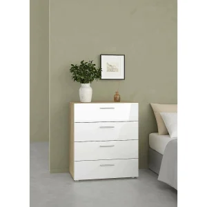 Dromagn ladekast, Multifunctionele ladekast, Slaapkamer ladekast, Kast met lades, 70×40 h82 cm, Eiken en Wit Dromagn ladekast, Multifunctionele ladekast, Slaapkamer ladekast, Kast met lades, 70×40 h82 cm, Eiken en Wit