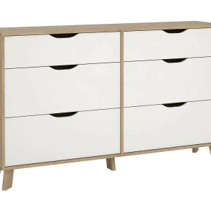 Drozzi dressoir, Woonkamerbuffet, Woonkamerdressoir, Keukenkast, 156×40 h92 cm, Eiken en Wit Drozzi dressoir, Woonkamerbuffet, Woonkamerdressoir, Keukenkast, 156×40 h92 cm, Eiken en Wit