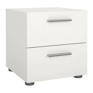Drossett nachtkastje, Lage ladekast, Nachtkastje, Bedplank, 40×40 h42 cm, Wit