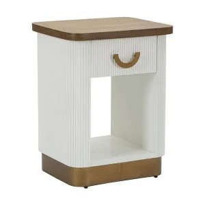 Fagends nachtkastje, Lage ladekast, Nachtkastje, Bedplank, 48×40 h62 cm, Wit en Bruin Fagends nachtkastje, Lage ladekast, Nachtkastje, Bedplank, 48×40 h62 cm, Wit en Bruin