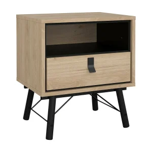 Drozzi nachtkastje, Lage ladekast, Nachtkastje, Bedplank, 53×40 h60 cm, Eiken