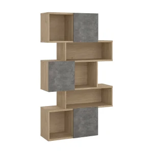 Dsangall boekenkast, Kantoorplank, Boekenkast, Bibliotheek, 96×32 h166 cm, Eiken en Cement Dsangall boekenkast, Kantoorplank, Boekenkast, Bibliotheek, 96×32 h166 cm, Eiken en Cement