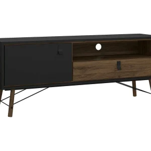 Dtomason TV-meubel, Woonkamerdressoir, Lage tv-kast, Voorzien van wandbasis, 150×40 h60 cm, Zwart en Walnoot Dtomason TV-meubel, Woonkamerdressoir, Lage tv-kast, Voorzien van wandbasis, 150×40 h60 cm, Zwart en Walnoot