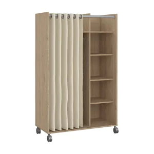 Dsesi grote kledingkast, Slaapkamermeubel, Inloopkast, Kledingkast, 100×48 h160 cm, Eiken en Beige Dsesi grote kledingkast, Slaapkamermeubel, Inloopkast, Kledingkast, 100×48 h160 cm, Eiken en Beige