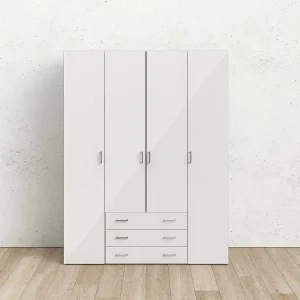 Dseren grote kledingkast, Slaapkamermeubel, Inloopkast, Kledingkast, 154×50 h200 cm, Glanzend wit Dseren grote kledingkast, Slaapkamermeubel, Inloopkast, Kledingkast, 154×50 h200 cm, Glanzend wit