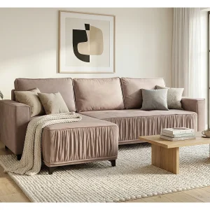 Elegante linker hoekbank met slaapfunctie VIKI 238x143cm, in stof MONOLITH 62 paars Elegante linker hoekbank met slaapfunctie VIKI 238x143cm, in stof MONOLITH 62 paars