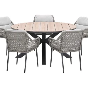 Garden Impressions Pemba tuinset 6-delig – Tulli tuintafel Ø148×75 cm – light teak vironwood Garden Impressions Pemba tuinset 6-delig – Tulli tuintafel Ø148×75 cm – light teak vironwood