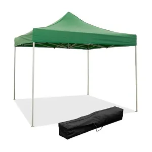 Gazébo pliable pliable 3 X 3 Vert recouvert de PVC imperméable Gazébo pliable pliable 3 X 3 Vert recouvert de PVC imperméable