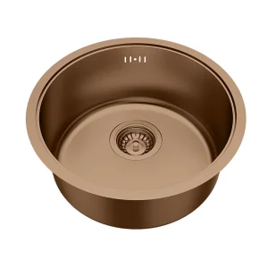 Essenox spoelbak 1 ronde bak in roestvrij staal 42.5cm geborsteld koper – Essebagno Essenox spoelbak 1 ronde bak in roestvrij staal 42.5cm geborsteld koper – Essebagno