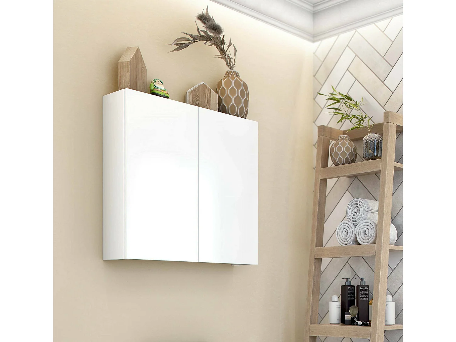 Dzaz hangkast, Hangkast, Bovenkast, Multifunctionele bijkast, 60x16 h60 cm, Glanzend wit