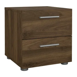Drossett nachtkastje, Lage ladekast, Nachtkastje, Bedplank, 40×40 h42 cm, Walnoot