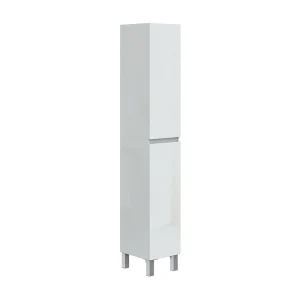 Dzavatt kolomkast, Badkamer- of keukenwandmeubel, Multifunctionele hoge kledingkast, Multifunctionele kast, 30×35 h182 cm, Glanzend wit