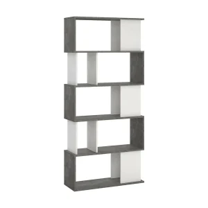 Dscamacc boekenkast, Kantoorplank, Boekenkast, Bibliotheek, 80×30 h175 cm, Cement en Wit Dscamacc boekenkast, Kantoorplank, Boekenkast, Bibliotheek, 80×30 h175 cm, Cement en Wit