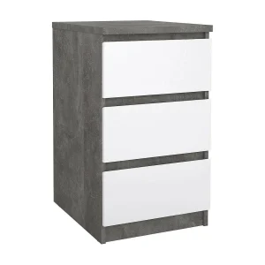 Drepett ladekast, Multifunctionele ladekast, Slaapkamerladekast, Kast met lades, 50×40 h70 cm, Cement en Wit Drepett ladekast, Multifunctionele ladekast, Slaapkamerladekast, Kast met lades, 50×40 h70 cm, Cement en Wit
