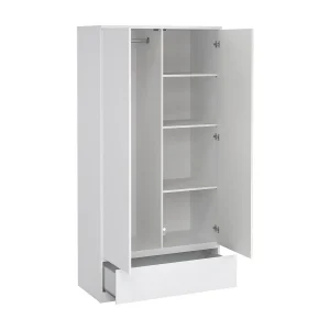 Dsech 2-deurskast, Slaapkamermeubel, Inloopkast, Kledingkast, 99×50 h201 cm, Wit Dsech 2-deurskast, Slaapkamermeubel, Inloopkast, Kledingkast, 99×50 h201 cm, Wit