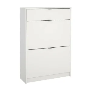 Schoenenkast Theophile, 12 paar, 70x24x101h cm wit, schoenenopbergkast, één lade, 2 deuren Schoenenkast Theophile, 12 paar, 70x24x101h cm wit, schoenenopbergkast, één lade, 2 deuren
