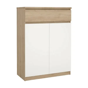 Schoenenkast Angilops, 4 legplanken, 80x40x111h cm, eikenbruin, schoenenopbergmeubel, 1 lade, 15 paar Schoenenkast Angilops, 4 legplanken, 80x40x111h cm, eikenbruin, schoenenopbergmeubel, 1 lade, 15 paar