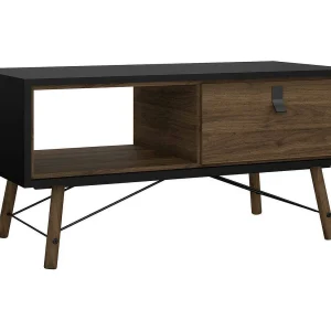 Dvalot salontafel, Lage salontafel, Tijdschriftenrek voor bank, Woonkamerplank, 102×48 h50 cm, Zwart en Walnoot Dvalot salontafel, Lage salontafel, Tijdschriftenrek voor bank, Woonkamerplank, 102×48 h50 cm, Zwart en Walnoot