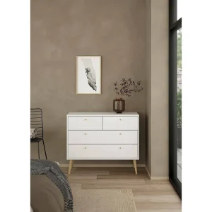 Dromol ladekast, Multifunctionele ladekast, Slaapkamerdressoir, Kast met laden, 99×39 h82 cm, Wit Dromol ladekast, Multifunctionele ladekast, Slaapkamerdressoir, Kast met laden, 99×39 h82 cm, Wit