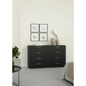 Dsattol dressoir, Woonkamerbuffet, Woonkamerdressoir, Keukenkast, 140×40 h82 cm, Zwart Dsattol dressoir, Woonkamerbuffet, Woonkamerdressoir, Keukenkast, 140×40 h82 cm, Zwart