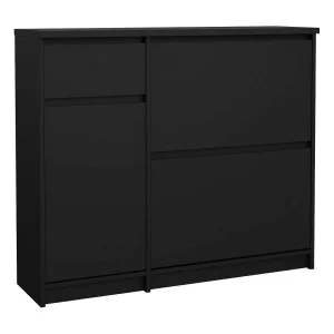Schoenenkast Todd, 1 legplank, 109x32x93h cm zwart, schoenenopberger, 1 lade, 12 paar Schoenenkast Todd, 1 legplank, 109x32x93h cm zwart, schoenenopberger, 1 lade, 12 paar