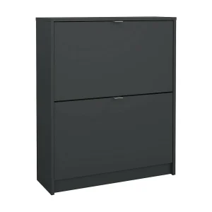 Schoenenkast Larry, 12 paar, 70x24x85h cm grijs, schoenenopbergmeubel, 2 deuren, 4 vakken Schoenenkast Larry, 12 paar, 70x24x85h cm grijs, schoenenopbergmeubel, 2 deuren, 4 vakken