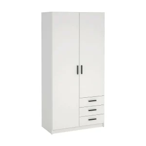 Dscopon 2-deurskast, Slaapkamermeubel, Inloopkast, Kledingkast, 99×50 h200 cm, Wit