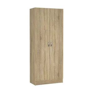 Schoenenkast Erinni, 18 paar, 69x35x170h cm eikenbruin, schoenenopbergkast, 5 legplanken, 2 deuren Schoenenkast Erinni, 18 paar, 69x35x170h cm eikenbruin, schoenenopbergkast, 5 legplanken, 2 deuren