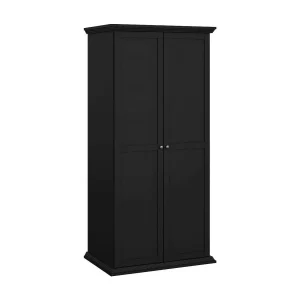 Dscapol 2-deurskast, Slaapkamermeubel, Inloopkast, Kledingkast, 96×63 h200 cm, Zwart Dscapol 2-deurskast, Slaapkamermeubel, Inloopkast, Kledingkast, 96×63 h200 cm, Zwart