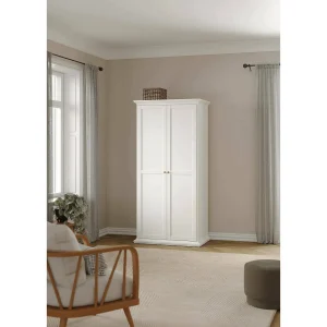 Dschen 2-deurskast, Slaapkamermeubel, Inloopkast, Kledingkast, 96×61 h201 cm, Wit Dschen 2-deurskast, Slaapkamermeubel, Inloopkast, Kledingkast, 96×61 h201 cm, Wit