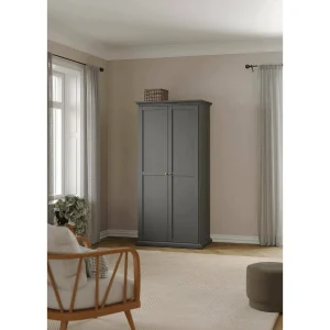 Dschen 2-deurskast, Slaapkamermeubel, Inloopkast, Kledingkast, 96×61 h201 cm, Grijs Dschen 2-deurskast, Slaapkamermeubel, Inloopkast, Kledingkast, 96×61 h201 cm, Grijs