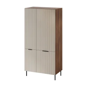 Garderobekast 2 deuren Intelv, kledingrek, 90x185h cm beige, slaapkamerkast, 6 planken, draaideuren