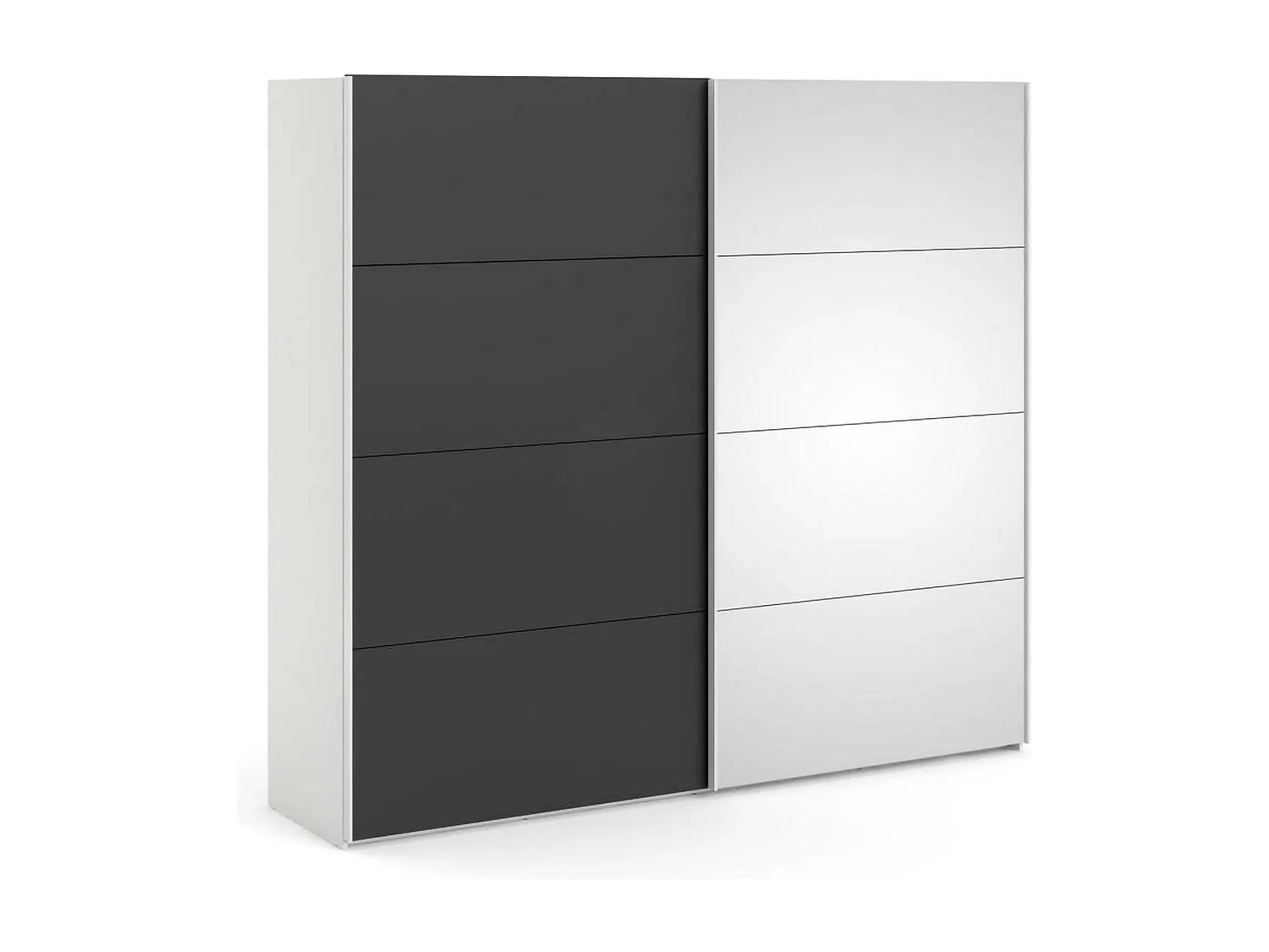 Dstabil 2-deurskast, Slaapkamermeubel, Inloopkast, Kledingkast, 243x61 h220 cm, Zwart en Wit