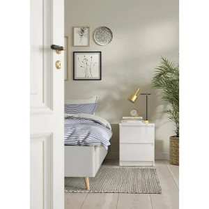 Drueg nachtkastje, Lage ladekast, Nachtkastje, Bedplank, 50×40 h50 cm, Wit