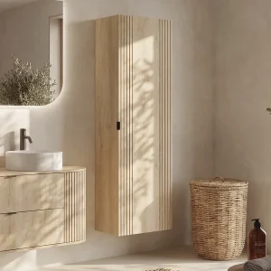 Hangende badkamerkast, licht naturel, 3 planken, FILOR Hangende badkamerkast, licht naturel, 3 planken, FILOR