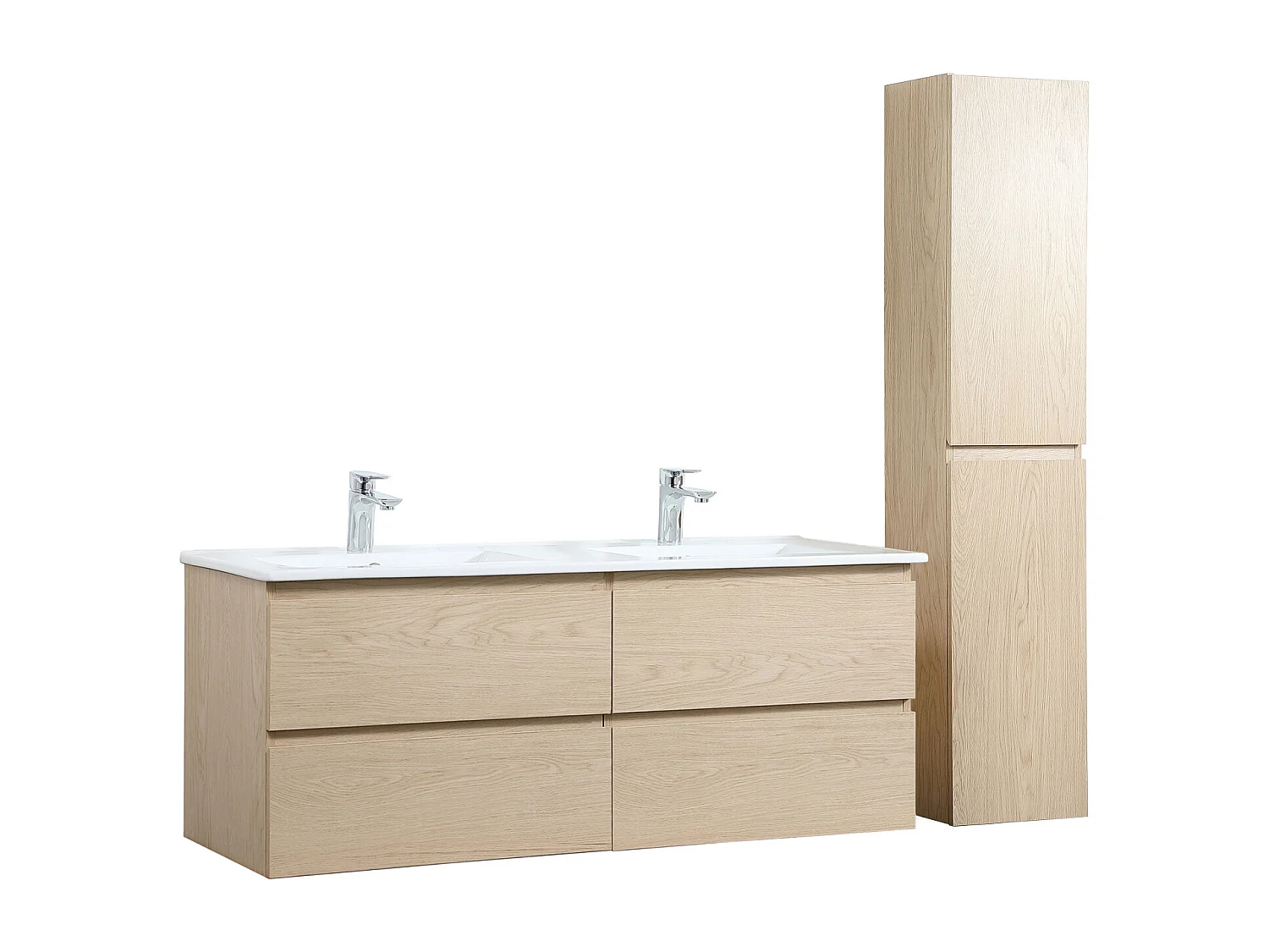 Dubbele wastafelmeubel + wastafel + SORRENTO kolom