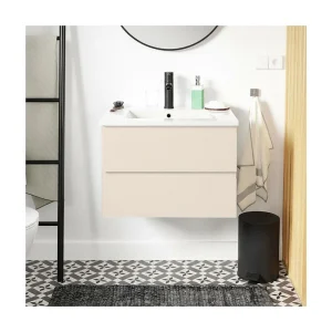 Enkele wastafelset 60cm met keramische bovenkant en zwarte kraan SORRENTO Enkele wastafelset 60cm met keramische bovenkant en zwarte kraan SORRENTO