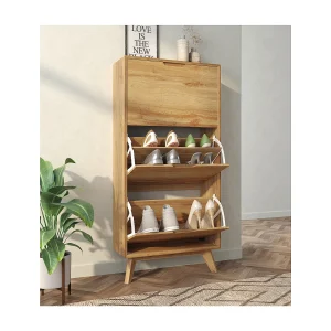 Ezra | Schoenenkast met 3 kleppen in eiken look
