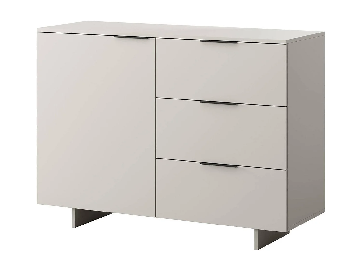 Dressoir Rubier, één plank, 120x42x90h cm beige, buffetkast, 3 lades, één deur