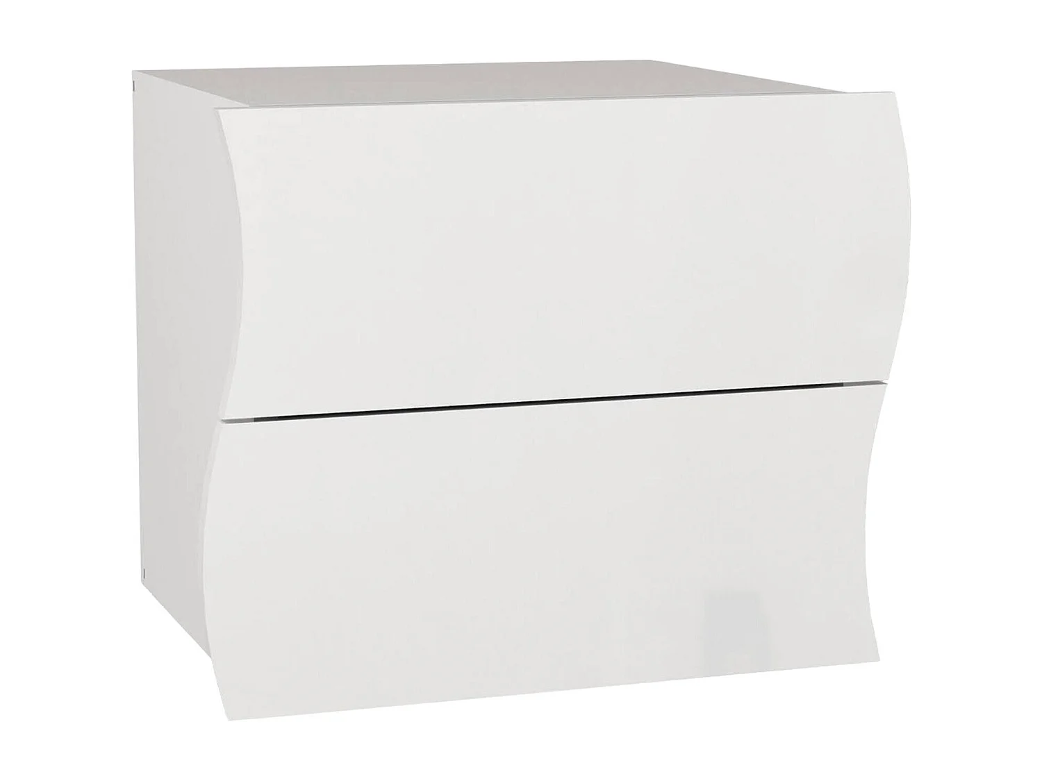 Dmora Nachtkastje Edoardo 40x50x41,3h cm Wit Glanzend, 1 Plank, 2 Lades, Schuifopening Made in Italy