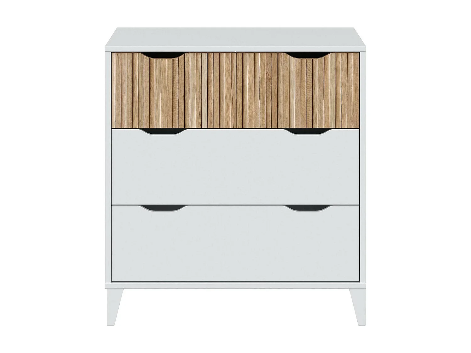 Dzof ladekast, Multifunctionele ladekast, Slaapkamerladekast, Kast met lades, 71x40 h76 cm, Wit en Eiken