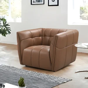Fauteuil in camelkleur buffellederen DUGORI Fauteuil in camelkleur buffellederen DUGORI